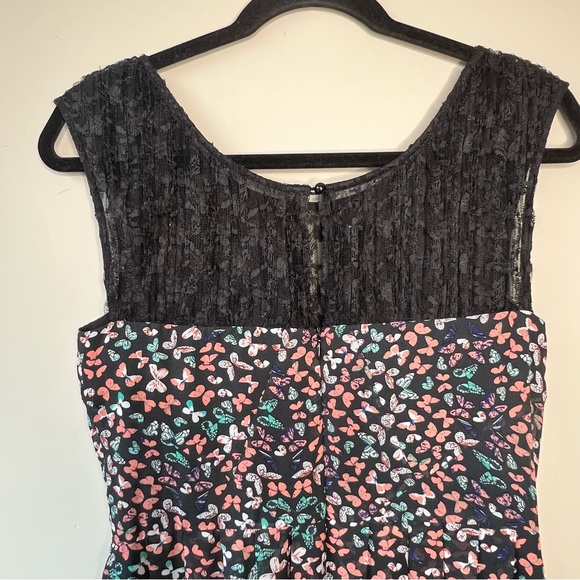 Betsey Johnson FY02W85  Womens Black Multi Lace Neckline Floral Lined Dress 4 - Picture 9 of 13